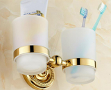 Shiny Gold Double Toothbrush Holder #20242