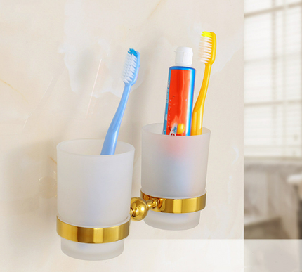 Shiny Gold Double Toothbrush Holder #20242