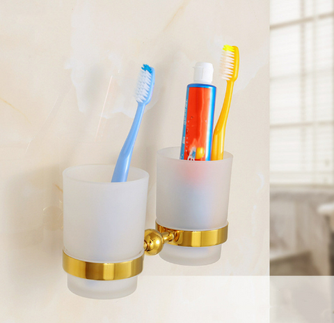 Shiny Gold Double Toothbrush Holder #20242