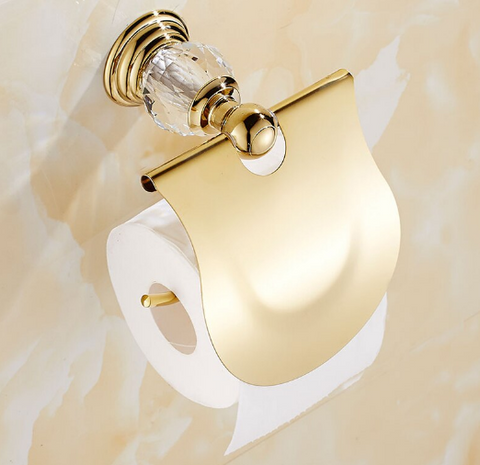 Gold Crystal Toilet Roll Holder #20246