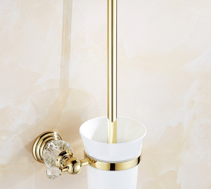 Gold Crystal Toilet Brush Holder #20248