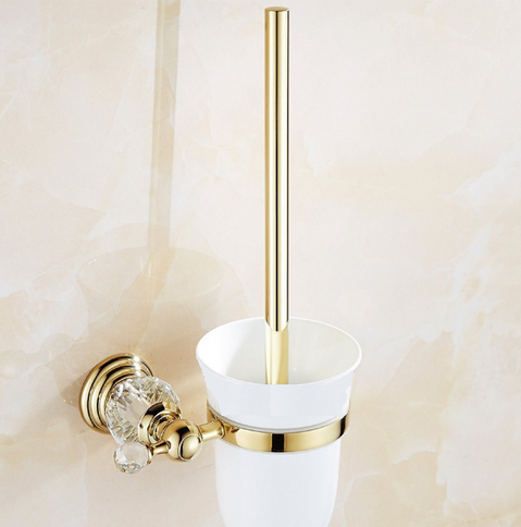 Gold Crystal Toilet Brush Holder #20248