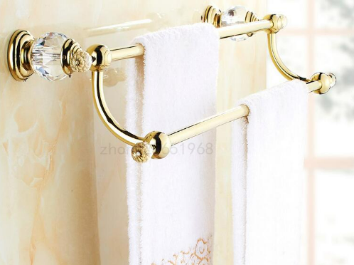Gold Crystal Double Towel Rail #20249