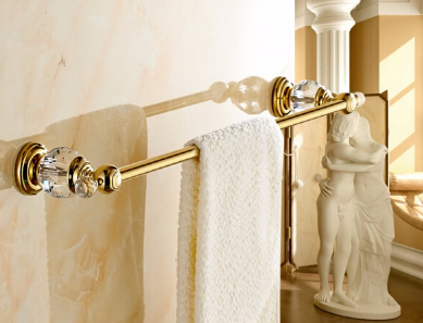 Gold Crystal Single Towel Rail #20251