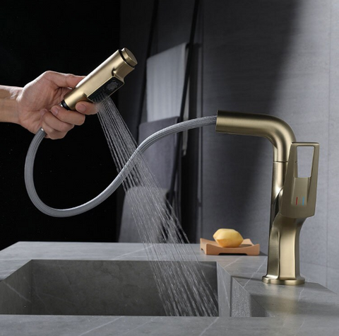 Brushed Gold Pull Out Kitchen Mixer #20227