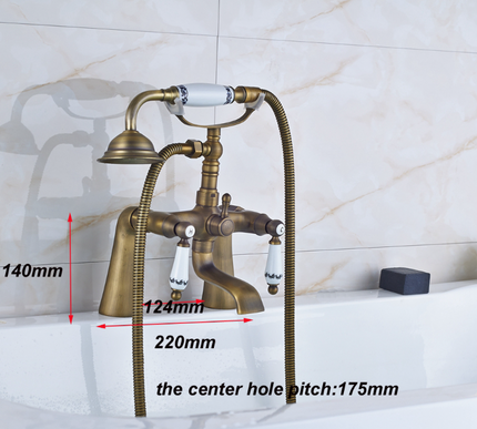 Brass Bath Mixer Ceramic Handles & Telephone Hand Shower #201744