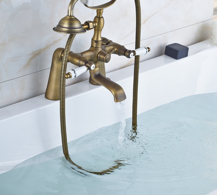 Brass Bath Mixer Ceramic Handles & Telephone Hand Shower #201744