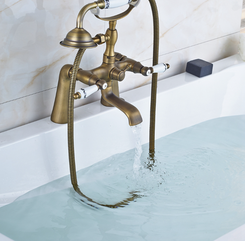 Brass Bath Mixer Ceramic Handles & Telephone Hand Shower #201744