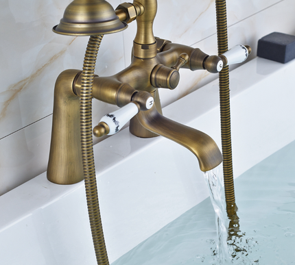 Brass Bath Mixer Ceramic Handles & Telephone Hand Shower #201744