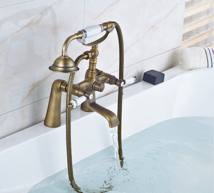 Brass Bath Mixer Ceramic Handles & Telephone Hand Shower #201744