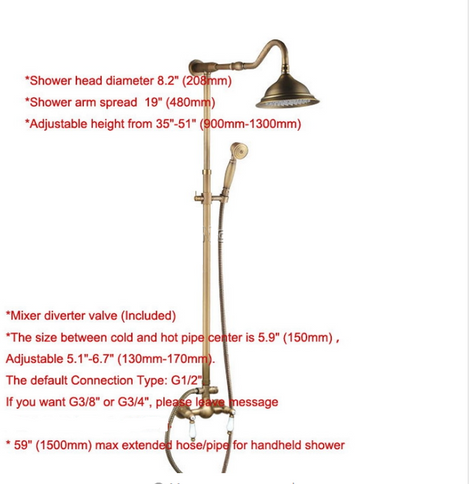 Wall Mounted Brass Shower with Ceramic Handle #201746