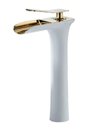 White and Gold Modern Waterfall Mixer #201825