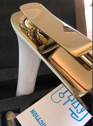 White and Gold Modern Waterfall Mixer #201825