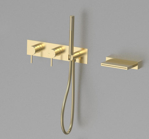 Brushed Gold Modern Bath Mixer With Hand Shower #20126