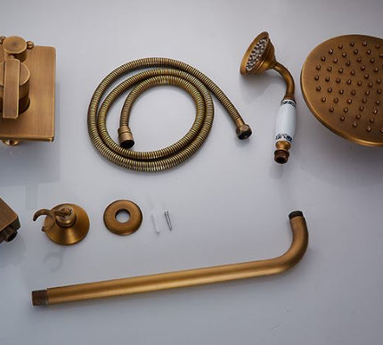 Antique Brass Shower Unit with Ceramic Hand Shower #20161