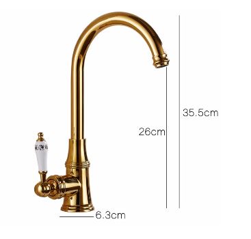 Gold Kitchen Mixer with Floral Ceramic Handel #201777