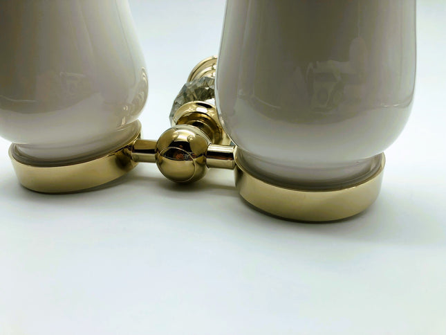 Gold Crystal Double Toothbrush Holder #20252
