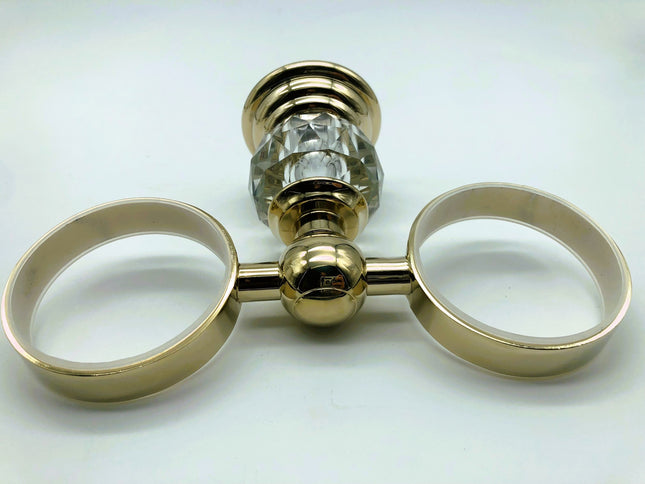 Gold Crystal Double Toothbrush Holder #20252