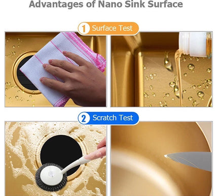 Gold Kitchen Prep Bowl Round Sink #1603