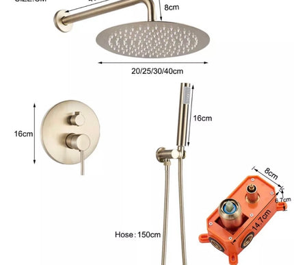 Brushed Gold Modern Concealed Shower with Hand Shower #20211