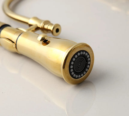 Gold Single Ceramic Lever Extending Kitchen Mixer #201872