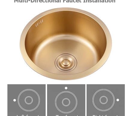 Gold Kitchen Prep Bowl Round Sink #1603