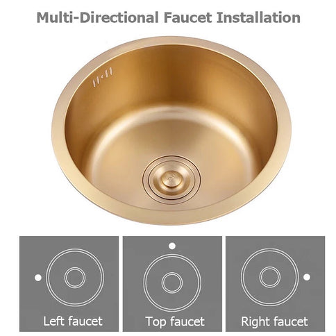 Gold Kitchen Prep Bowl Round Sink #1603