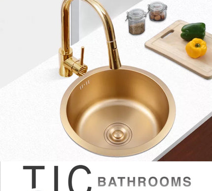 Gold Kitchen Prep Bowl Round Sink #1603
