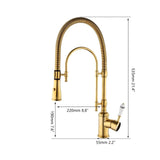 Gold Single Ceramic Lever Extending Kitchen Mixer #201872