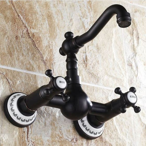 Wall Mount Oil Rubbed Antique Black Basin Mixer #201758