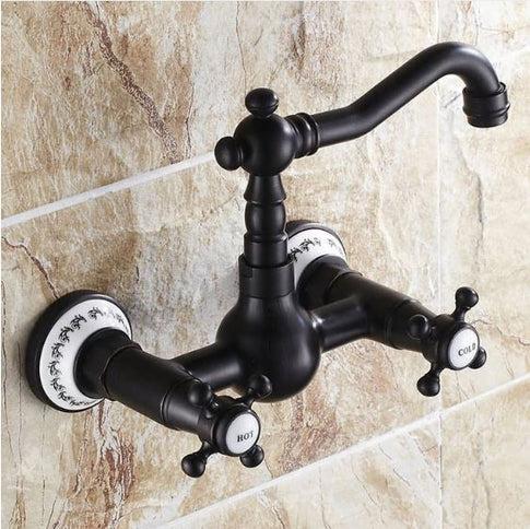 Wall Mount Oil Rubbed Antique Black Basin Mixer #201758