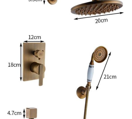 Antique Brass Shower Unit with Ceramic Hand Shower #20161