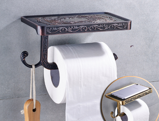 Oil Rubbed Black Embossed Toilet Roll Holder #201811
