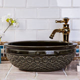 Black and Green Embossed Ceramic Basin #201764