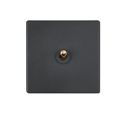 Elegant Grey 1 Gang Brass Toggle Switch