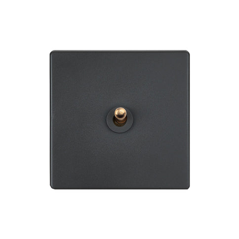 Elegant Grey 1 Gang Brass Toggle Switch