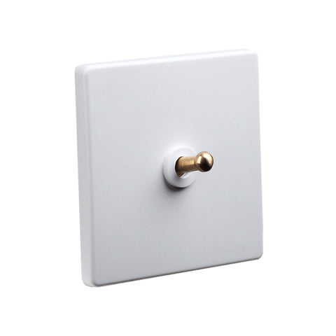 Classic White 1 Gang Brass Toggle Switch