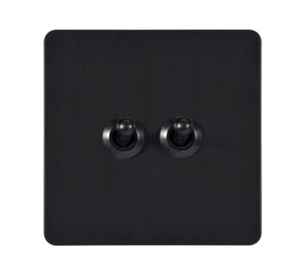 Antique Black 2 Gang Toggle Wall Switch