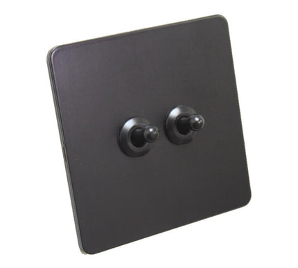 Antique Black 2 Gang Toggle Wall Switch
