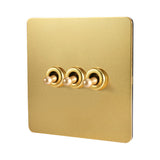 Antique Gold 3 Gang Toggle Wall Switch