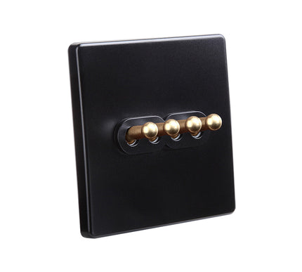 Classy Black 4 Gang Brass Toggle Switch