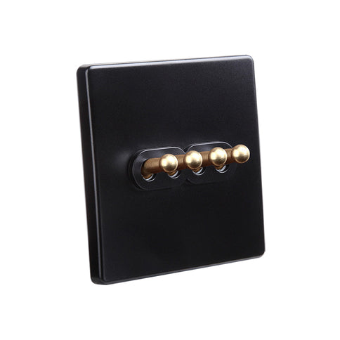 Classy Black 4 Gang Brass Toggle Switch