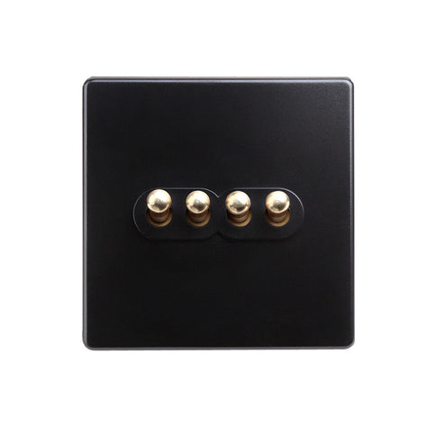 Classy Black 4 Gang Brass Toggle Switch
