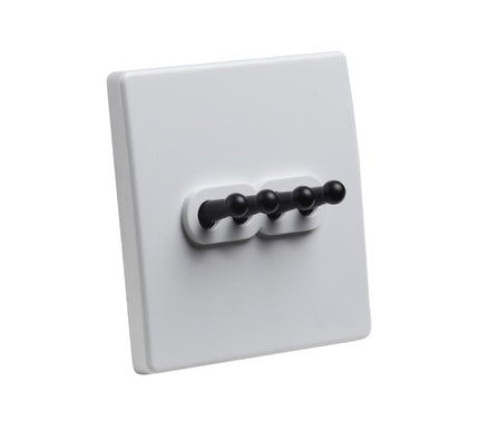 Modern White 4 Gang Black Toggle Switch
