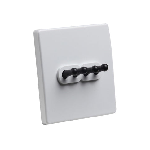 Modern White 4 Gang Black Toggle Switch