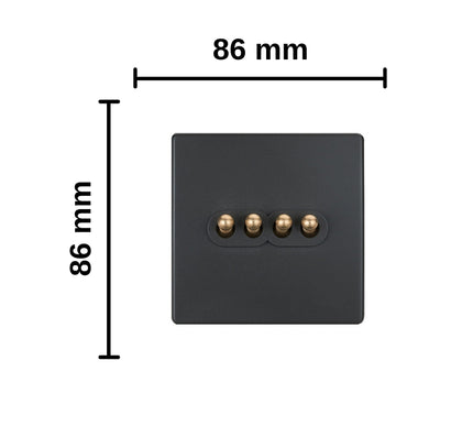 Elegant Grey 4 Gang Brass Toggle Switch