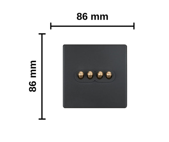 Elegant Grey 4 Gang Brass Toggle Switch