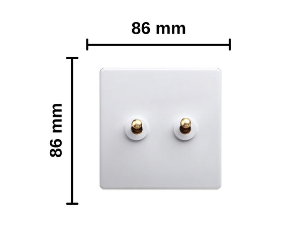 Classic White 2 Gang Brass Toggle Switch