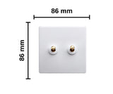 Classic White 2 Gang Brass Toggle Switch