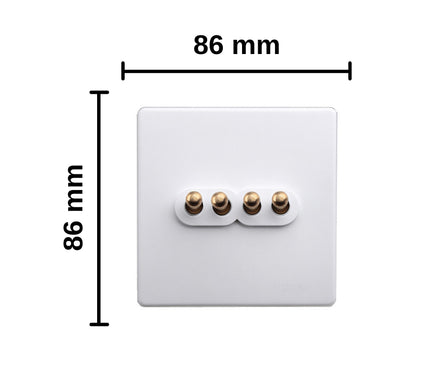 Classic White 4 Gang Brass Toggle Switch